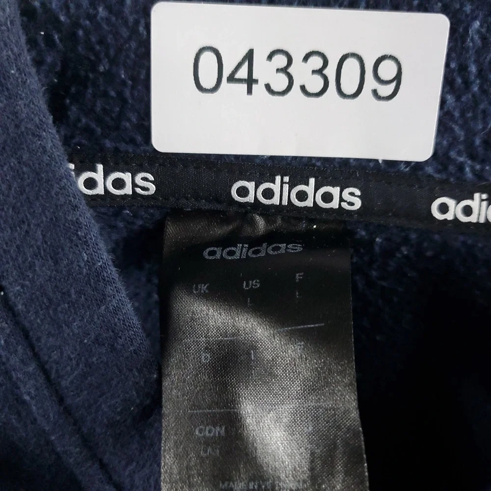 Adidas Mens Hoodie Large Blue Pullover Sweatshirt 3 Stripe Logo Activewear